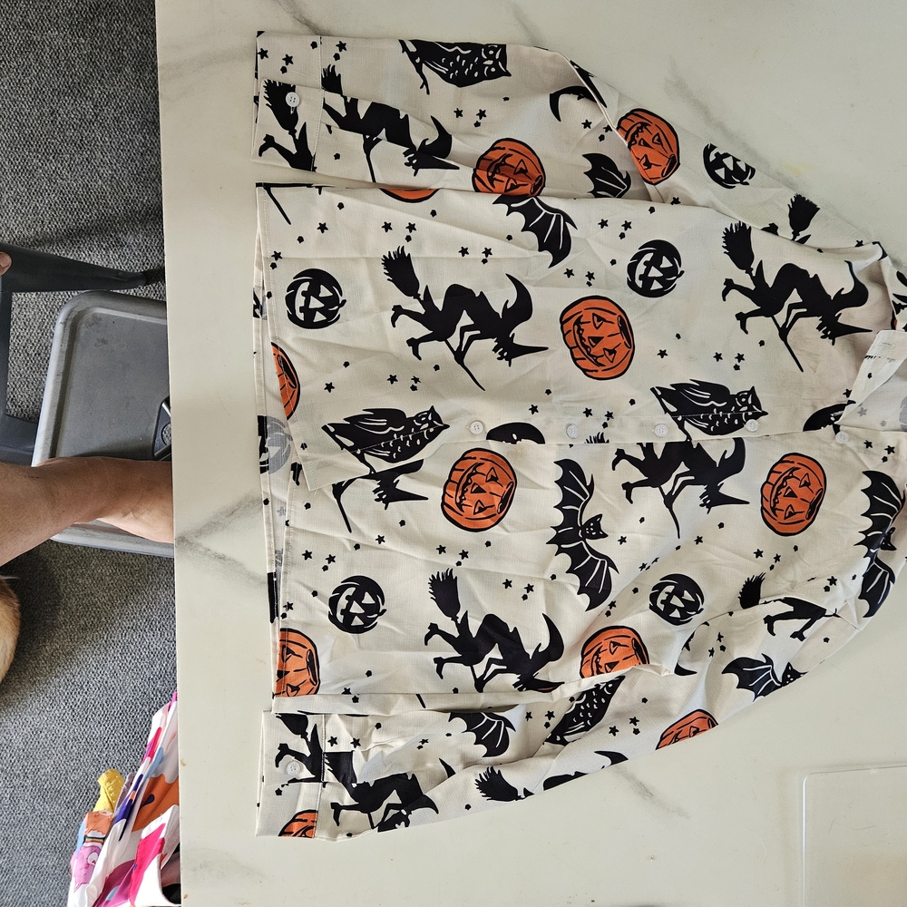 SHEIN Halloween Print Blouse - Black and Orange